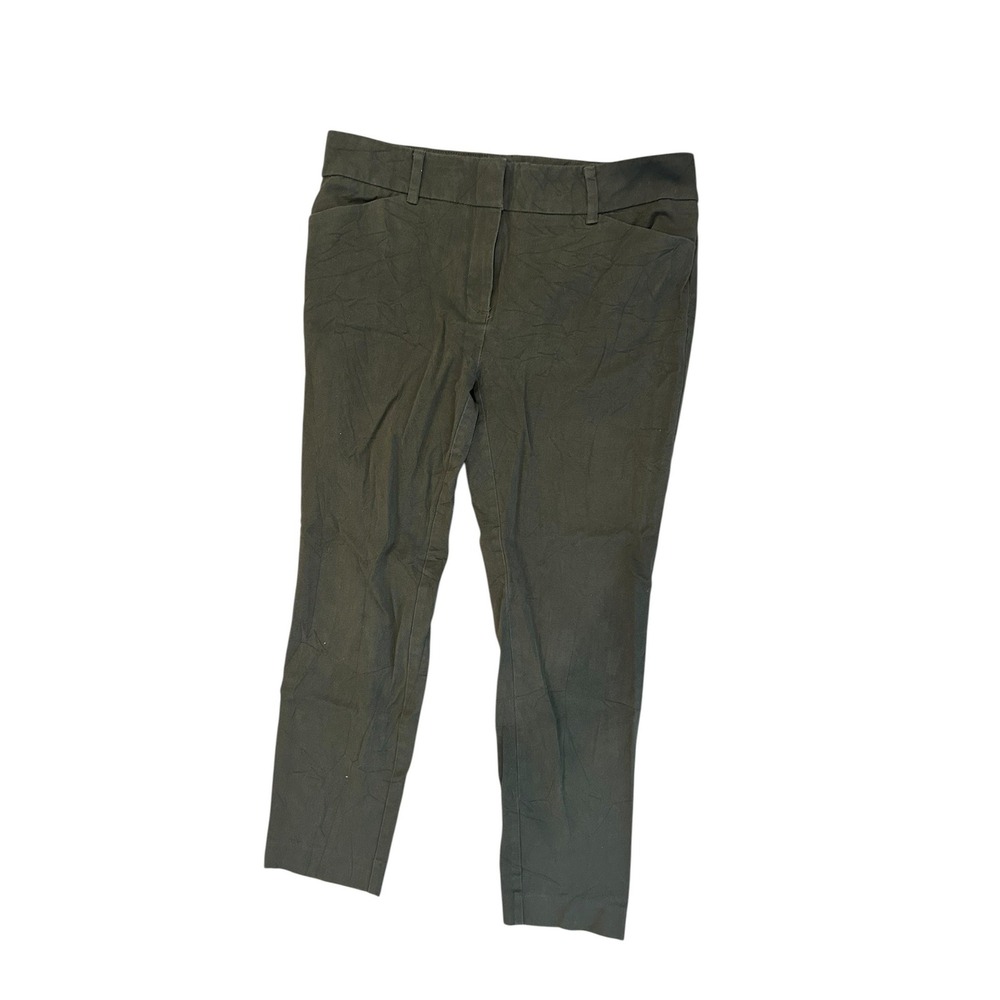 New York & Company Stretch Dress Pants Women 8 Olive Green Straight Leg Trousers